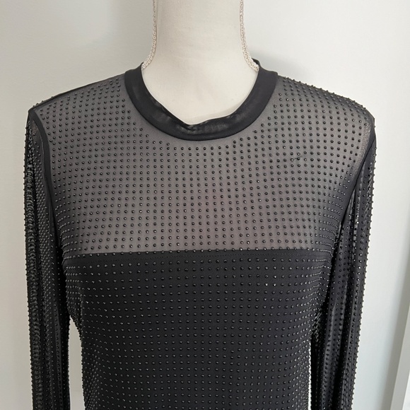 Generation Love COLE Crystal Beaded Black Elegant Long Sleeve Top NWT Large - Picture 4 of 9